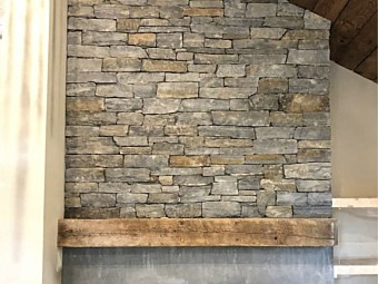 Quimby mt mica and black river mica ashlar blend - fireplace